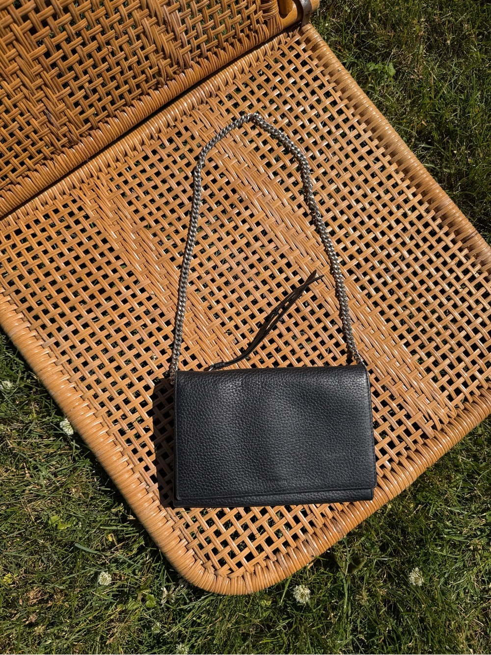 All Saints Fetch Chain XBody Bag Purse Black Leather (wb172s)